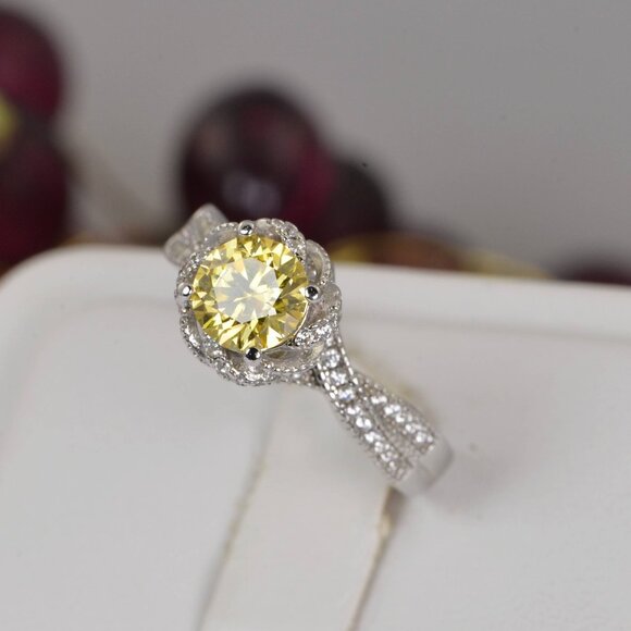 Jewelry - Certified Moissanite Diamond 1CT Champagne Solitaire Engagement Ring